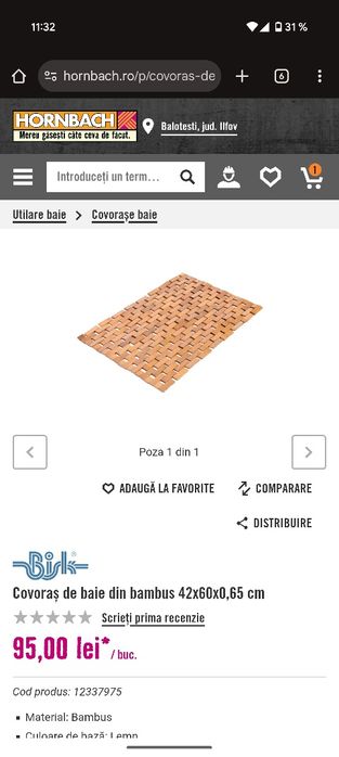 Covorașe baie lemn bambus 60x40