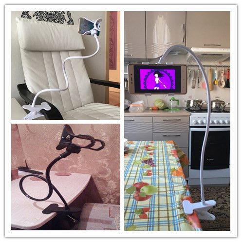 Гъвкава се стойка за телефон с дълго рамо и щипка за въздушно захващан