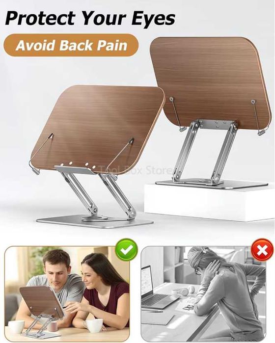 Подставка для чтения с вращающимся основанием и деревянным дизайном m5