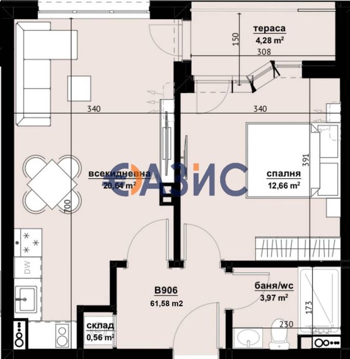 Продава се Двустаен апартамент в Бургас, Център - 62 кв.м за 864 €/кв.м - Снимка #4