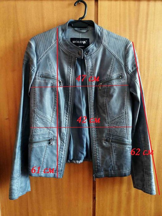 Синьо кожено яке, без забележки , размер 38