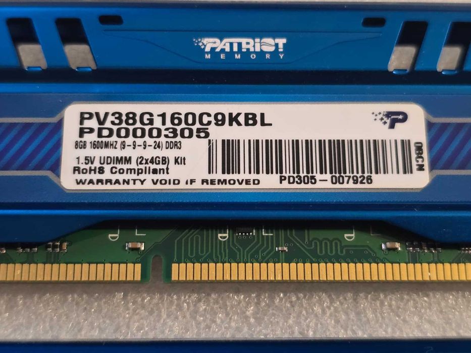 Kit RAM memorie Patriot Viper 3 Blue 8GB (2x4GB) DDR3 1600MHz CL9 1.5V UDIMM PV38G160C9KBL