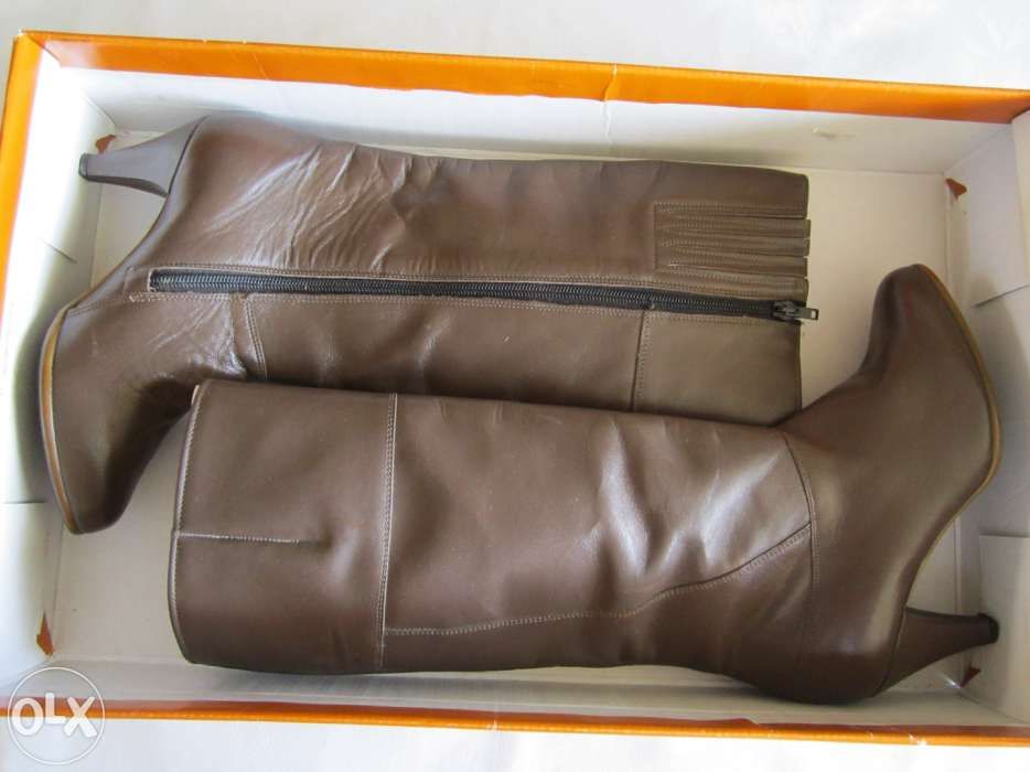 Cizme piele, nr. 35, noi, maro inchis + bonus+ Livrare Gratuita*