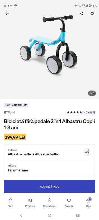 Bicicleta copii 1-3 ani