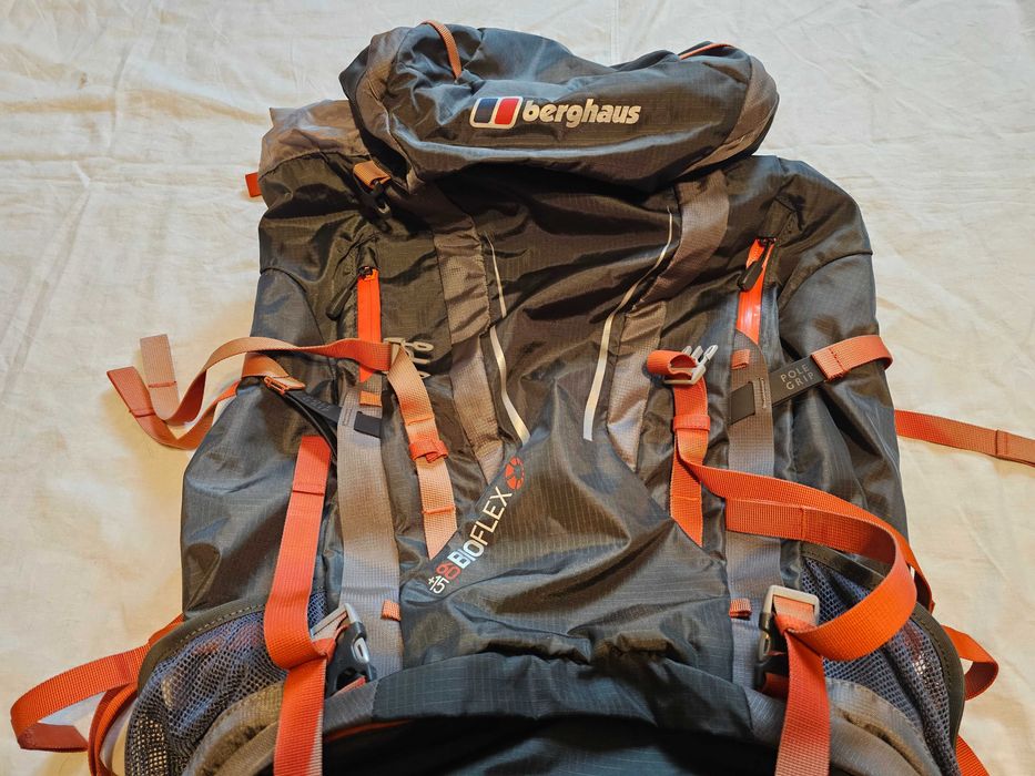 rucsac munte drumetie Berghaus 60L 60 60+15 Bioflex stare foarte buna