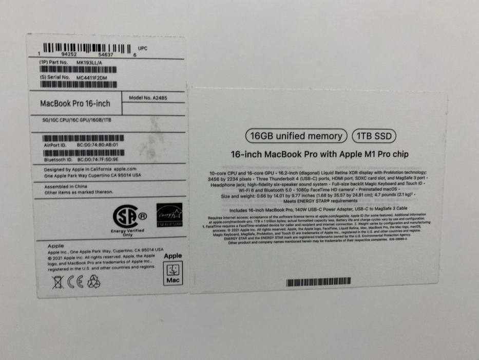 Macbook pro 16 M 1 pro