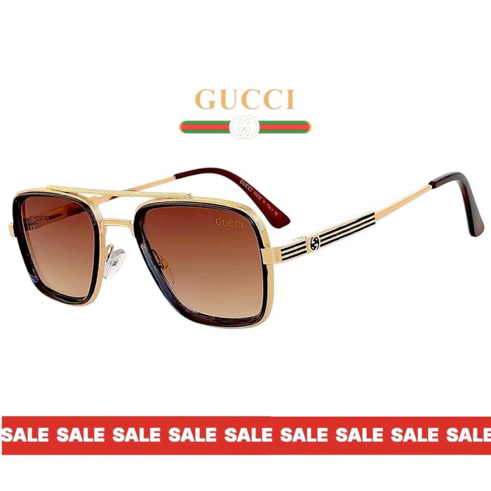 Gucci Square 2026 мъжки слънчеви очила с метална рамка UV400 Защита