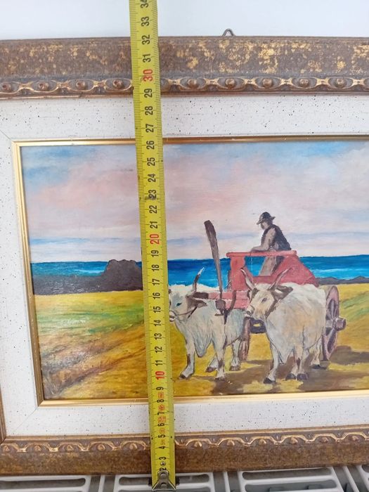 Tablou Superb Autentic "Car Cu Boi' Semnat Conti Artist Strain