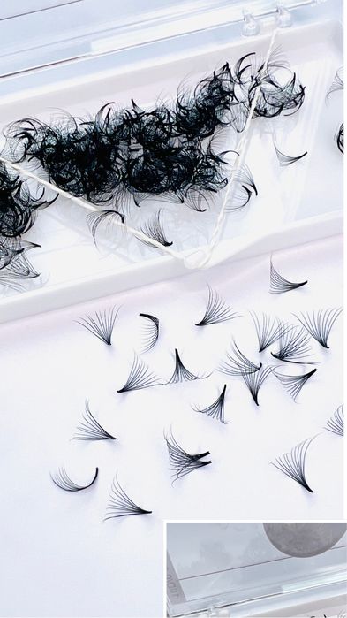 Ръчно изработени готови снопчета за мигли индивидуални размери , мигли