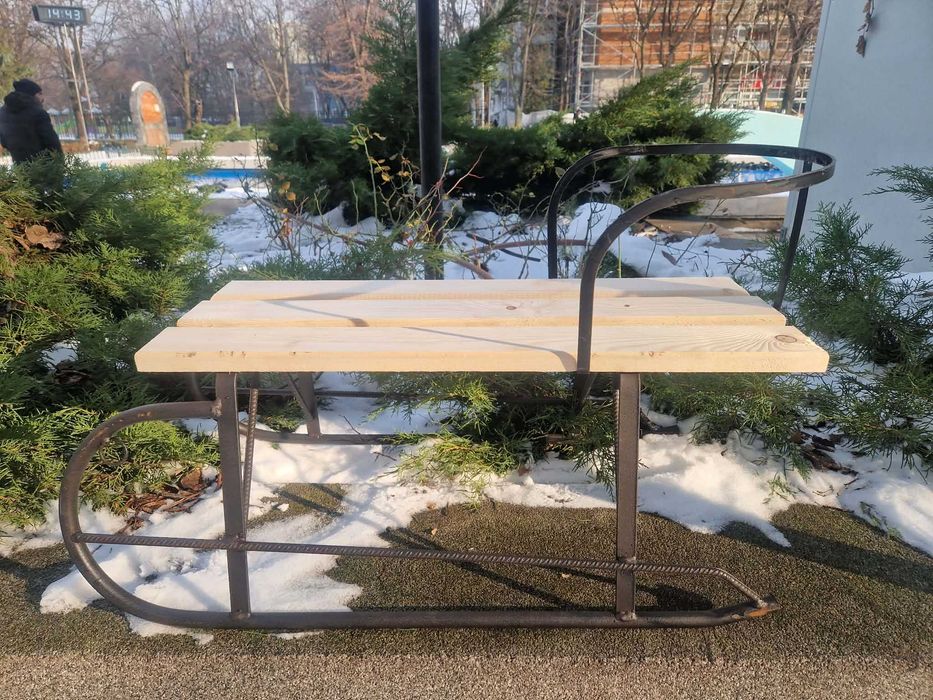 Sanie Lemn Metal Spatar Detasabil snow bob faras foras placa disc ski