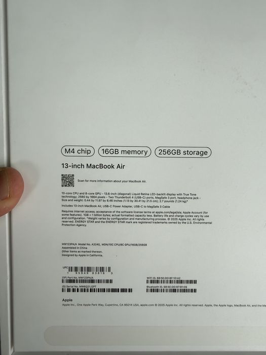 Macbook Air13 M4 16/256