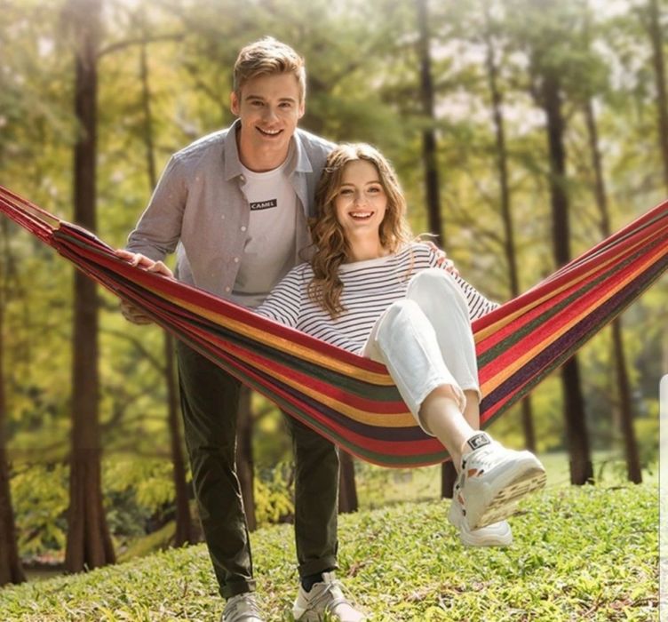 Set x 2 Hamac din bumbac rezistent 180 x 180 cm,sac transport inclus