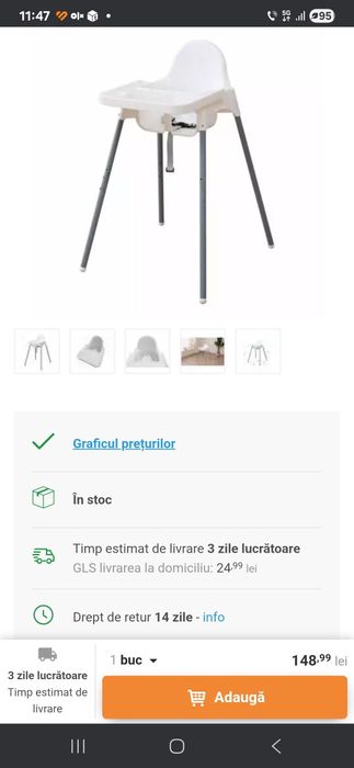 Scaun  luat masa copil, livrare gratuita in Iasi 100 lei