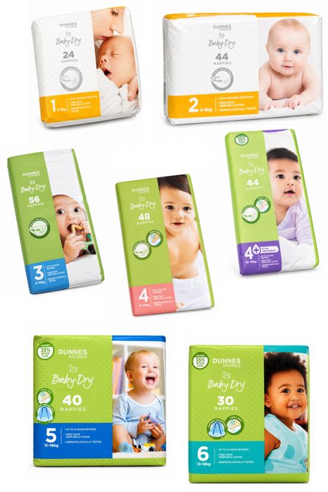 Памперси и гащички: Pampers, Little Angels, Mamia, Dunnes. Внос от Англия