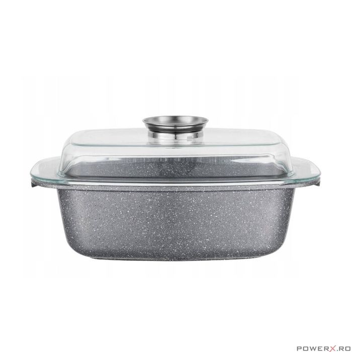 Vas termorezistent cu capac din aluminiu dreptunghilar pentru cuptor,