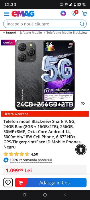 Blackview Shark 9 2025 5G smartphone android 15 nou sigilat