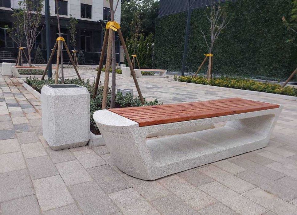 Скамейка мраморная без спинки и урна / Skameyka, urna va latoklar