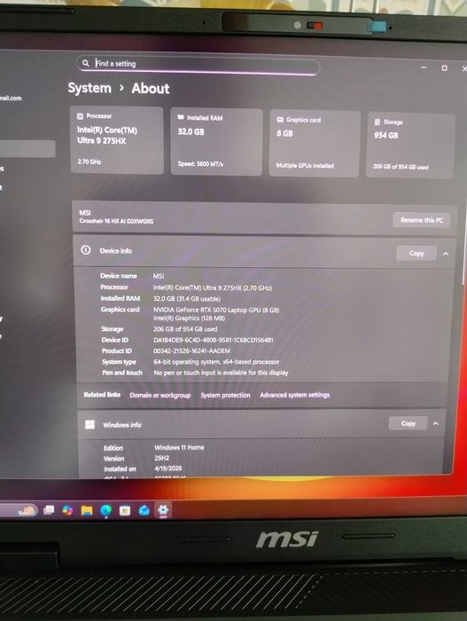 Msi Crosshair 16 hx ai D2XWGKG