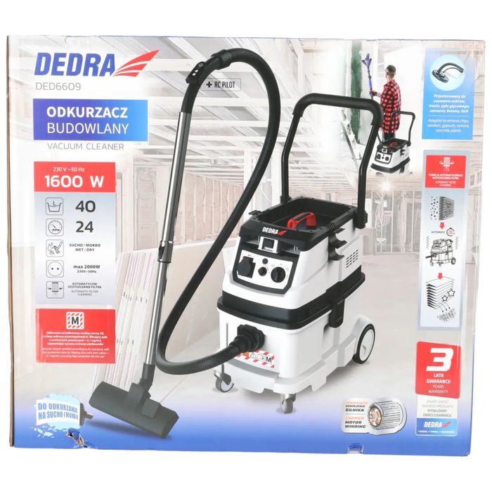 Строителна прахосмукачка за Жираф филтър клас M, DEDRA DED6609