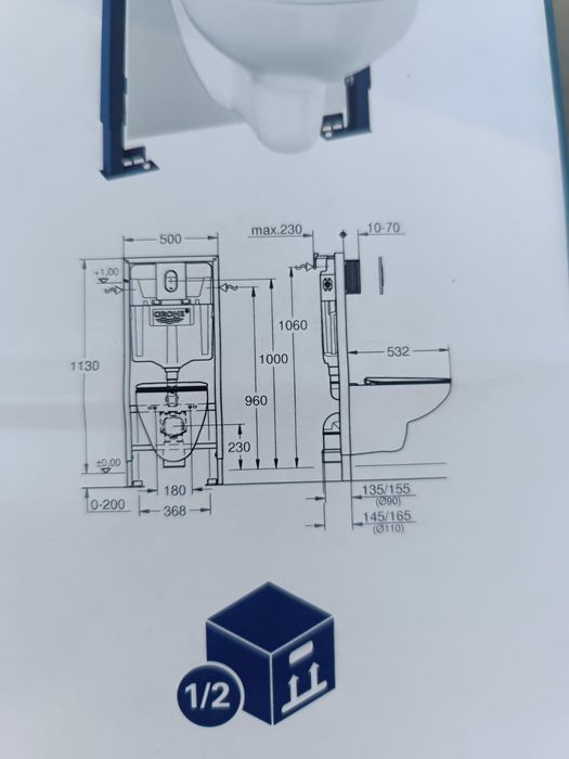 Инсталляция с подвесным унитазом GROHE