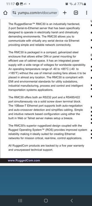 Serial- to -Ethernet converter RUGGEDCOM RMC30 siemens