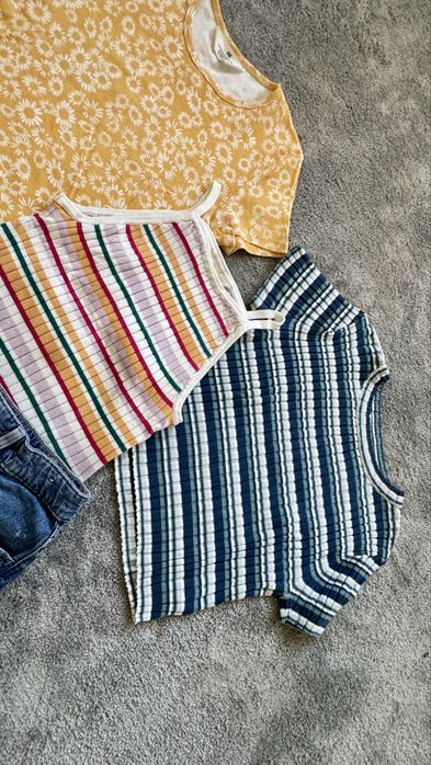 Сет H&M блузки, потниче, дънкови панталонки 146/152 и 158/164 см