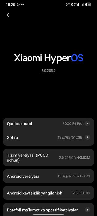Poco f 6 PRO snapdragon 8Gren 2.     1 yil kafolat