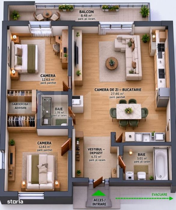 Apartament 3 Camere, 74,62 MP – Tudor | Bloc Nou — fotografia 1
