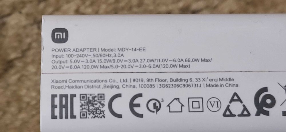 Xiaomi 120W MI Incarcator 5V-3A ,,9V-3A,,11V-6A,,20V-6A Adaptor fuctional 70 lei fix