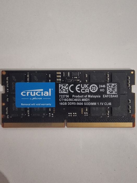 Ram DDR5 Crucial 16GB 5600mhz за лаптоп