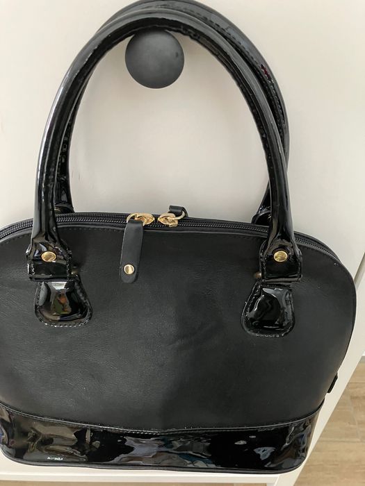 Poseta piele naturala femei, negru