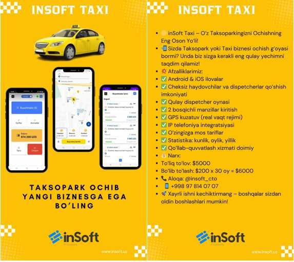 Taxi Programa, Taxi dasturi, Taksometr,Taxi biznesi