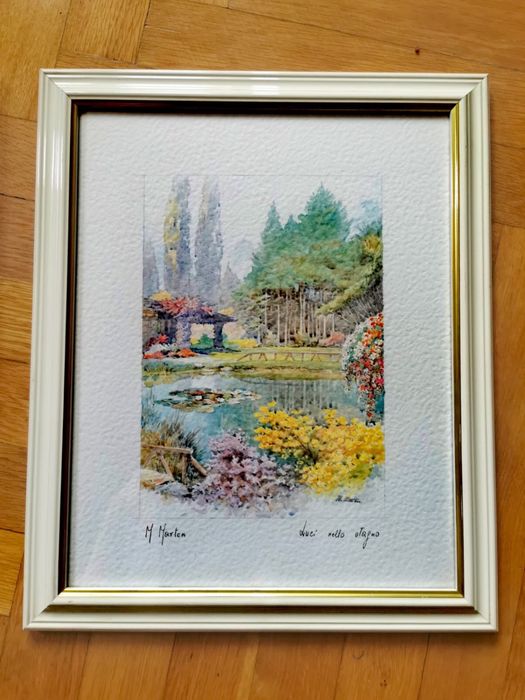 Антикварни картини в бели рамки авторски подписани цената е за 4 бр.