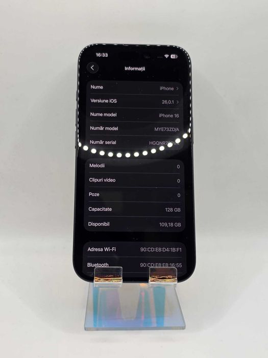 Iphone 16, MEM 128GB, RAM 8GB, Black, Amanet Doamna Ghica, Cod: 93996