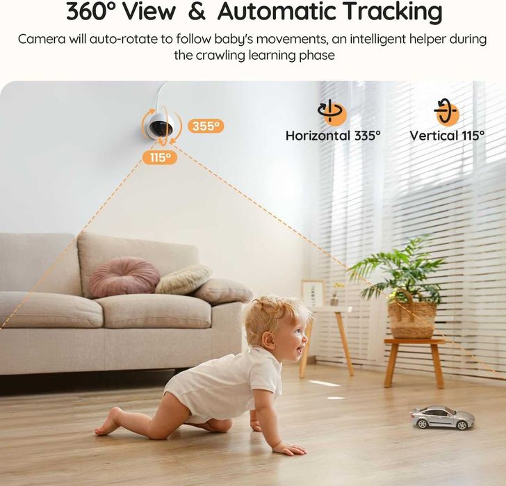 Запечатан 2K AI Бебефон BOIFUN – 5.5", WiFi, Нощно виждане, AI датчици