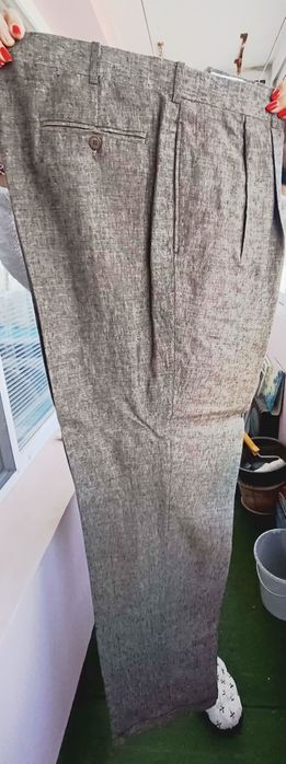 Мъжки официален костюм ленен. Златисто кафяв. 2XL