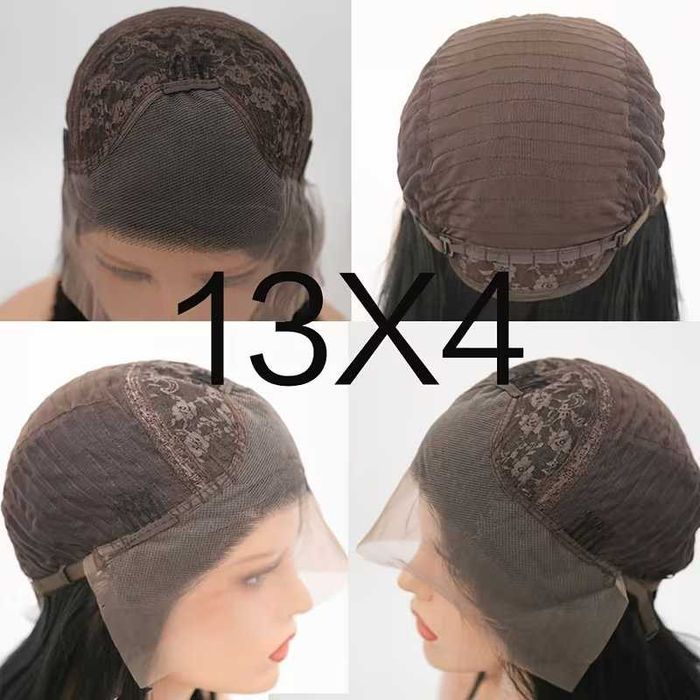 70 см Черна права перука с дантелена зона 13x4 Lace Front