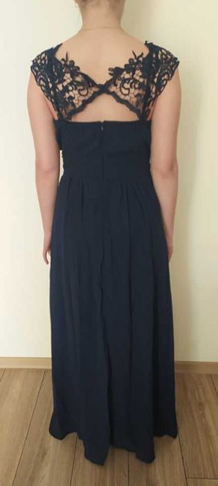 ПРОДАВАМ Официална дълга тъмносиня рокля!