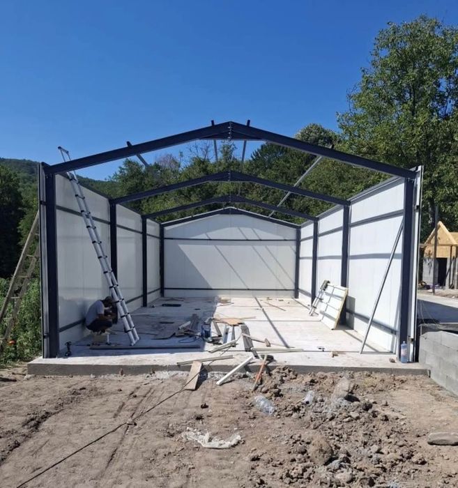 Garaje metalice din structura 6x14x4ml din profile metalice