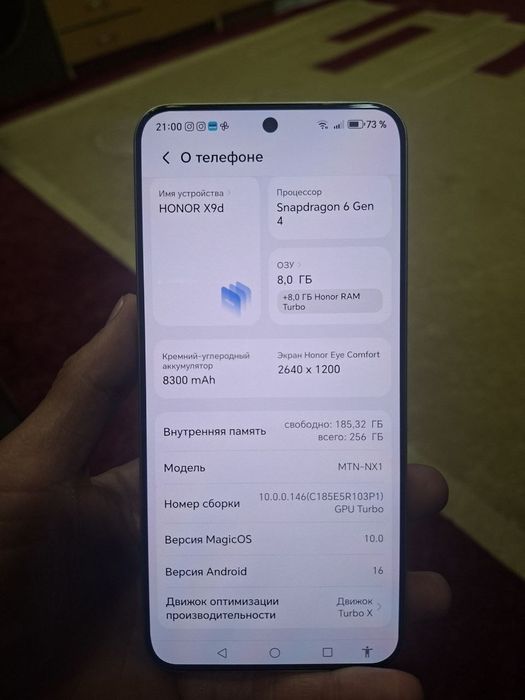 HONOR X9d Batareyka 8300 Mach 256 GB Ozu 8 gb