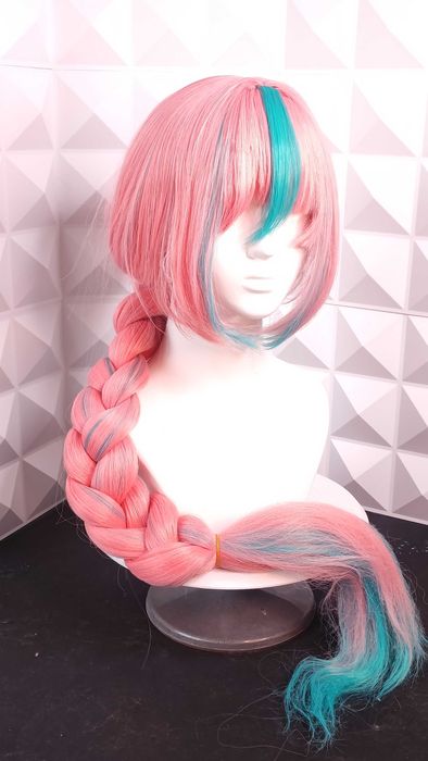 Парик Розовый с голубым 100см густой