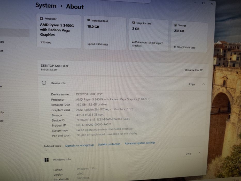 Vand PC AMD Ryzen 5, 16 GB RAM, SSD 256 GB