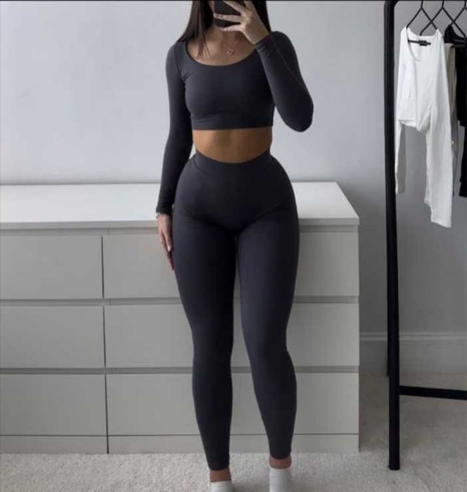 Colanti gri inchis talie inalta