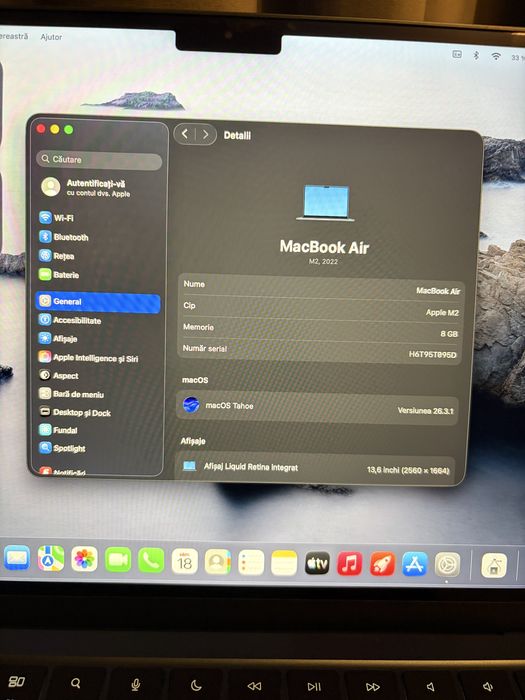 Apple Macbook Air M2 14” Blue, 256gb, impecabil.