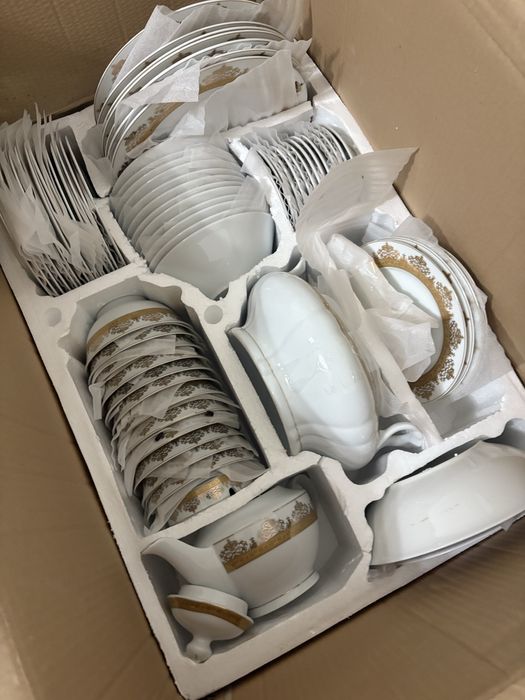 Набор ыдыс аяқ ақ золото мен