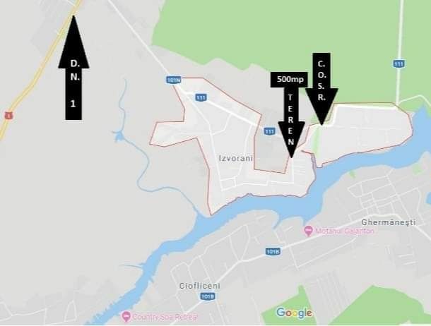 Teren 500m² Izvorani Ilfov