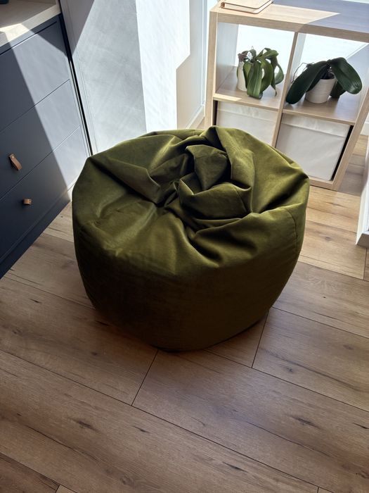 Puf bag catifea verde oliv