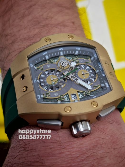 INVICTA Racing Strada Gold/Green 47 mm, Инвикта нов ръчен часовник