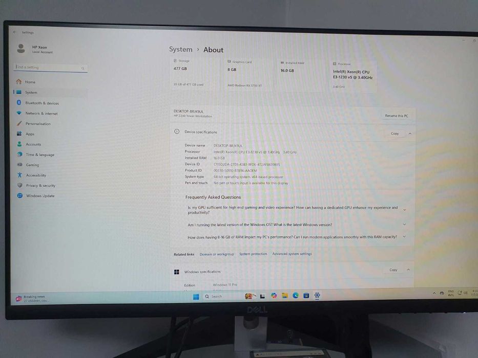 Бюджетен Геймърски компютър Xeon 3.4GHz 4ядра, 16Gb RAM, Radeon RX5700