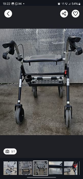 Rolator/Cadru de mers cu roți și poziție de odihnă